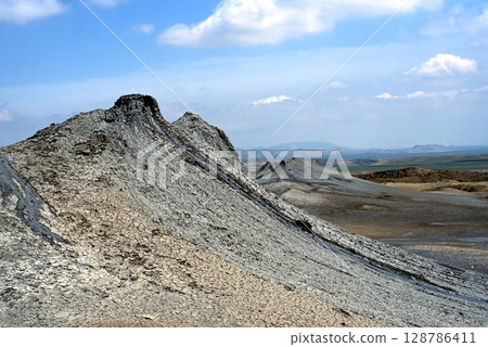 Mud volcano at Gobustan national park erupt. Azerbaijan Mud volcano at Gobustan national park erupt. Azerbaijan 128786411