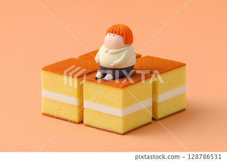 卡斯特拉蛋糕和胖胖的女孩（3D） 128786531