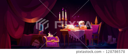 Mystical fortune teller room scene Mystical fortune teller room scene 128786578