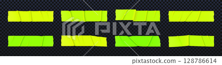 Green adhesive tape strips set 128786614