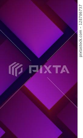 Geometric abstract pattern with glowing purple and red tiles floating in a dark futuristic space 128786737
