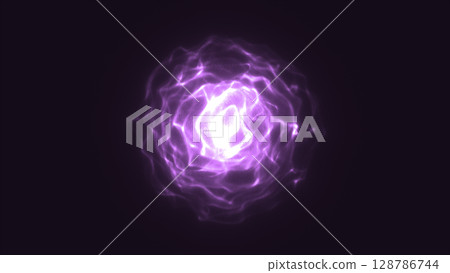 Centralized glowing core radiating vibrant purple light in a fluid, organic pattern Centralized glowing core radiating vibrant purple light in a fluid, organic pattern 128786744