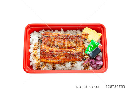 外帶烤鰻魚便當[白色背景，剪貼畫] 128786763