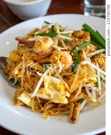 Pad thai in a bowl on the table Thai food Pad thai in a bowl on the table Thai food 128786766