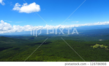 Spectacular view from Chausuyama Observatory, Chino City, Nagano Prefecture 128786908