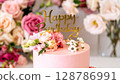 Pink Birthday Cake 128786991
