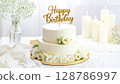Simple birthday cake 128786997