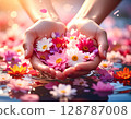 Pick up a pink flower 128787008