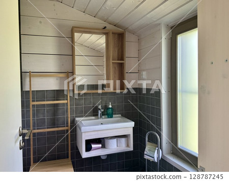 Modern bathroom interior in a country house. High quality photo 128787245