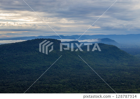 Beautiful landscape in the morning ,Pha Mor E Daeng ,Kantharalak,Sisaket,Thailand 128787314