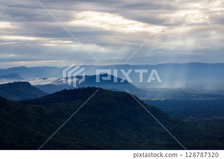 Beautiful landscape in the morning ,Pha Mor E Daeng ,Kantharalak,Sisaket,Thailand 128787320