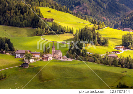 Italy Santa Magdalena church, Italian Alps Italy Santa Magdalena church, Italian Alps 128787344