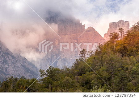 Italian Dolomite Alps sunset mountains, Italy Italian Dolomite Alps sunset mountains, Italy 128787354