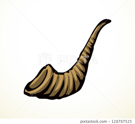 Vector drawing. Jewish ritual horn shofar 128787525