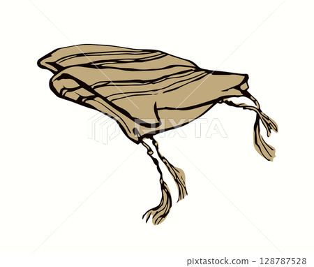 Vector drawing. Jewish clothing tzitzit 128787528