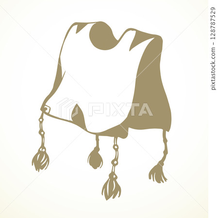 Vector drawing. Jewish clothing tzitzit 128787529