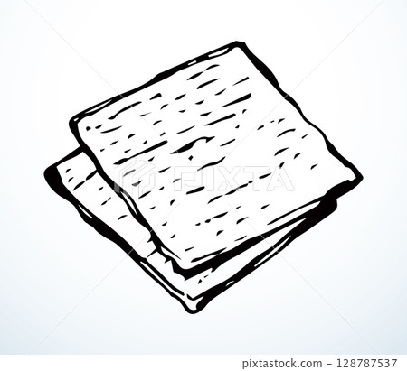 Vector drawing. Two slices of unleavened bread Vector drawing. Two slices of unleavened bread 128787537