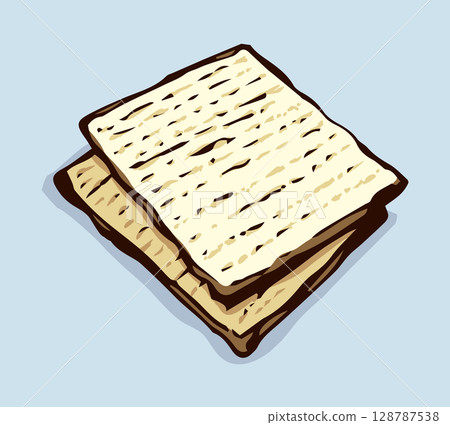 Vector drawing. Two slices of unleavened bread 128787538