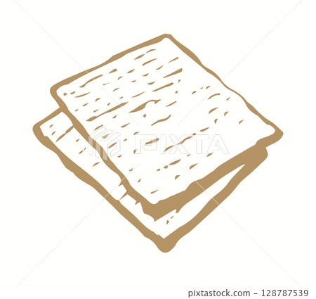 Vector drawing. Two slices of unleavened bread 128787539