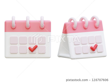 cartoon style menstrual cycle Tracker calendar 3D graphic 128787606