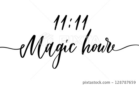 Mystical Calligraphy 11:11 Magic Hour. Angel Number Handwritten Script for Spiritual Design. Mystical Calligraphy 11:11 Magic Hour. Angel Number Handwritten Script for Spiritual Design. 128787659