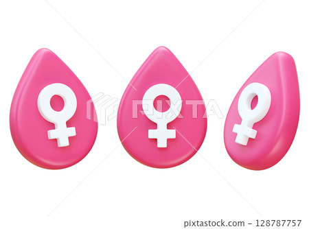 cartoon style Feminine Symbol in Pink Droplet 3D graphic cartoon style Feminine Symbol in Pink Droplet 3D graphic 128787757
