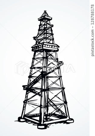 Oil derrick mine. Vector drawing Oil derrick mine. Vector drawing 128788178