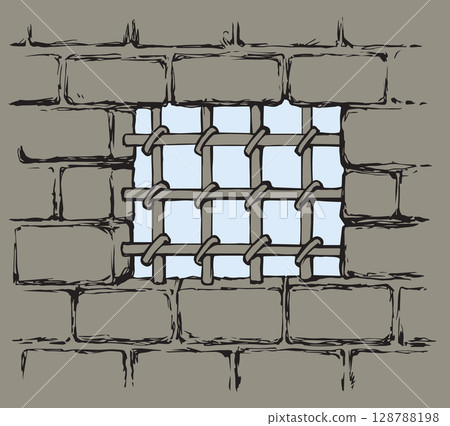 Ancient prison lattice. Vector drawing 128788198