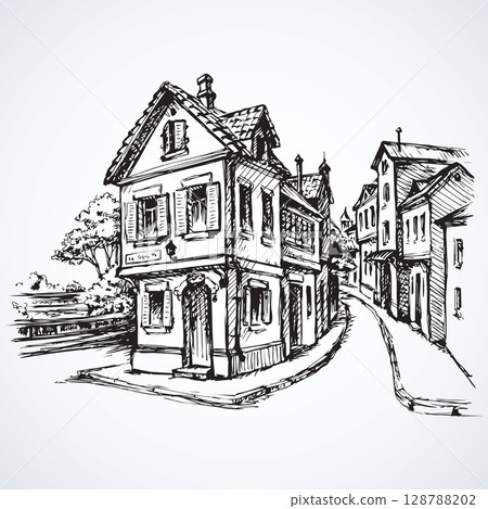 Old street. Vector drawing Old street. Vector drawing 128788202