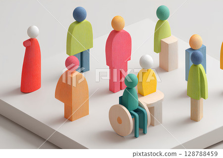 Wheelchair users and kind people (woodwork) 128788459