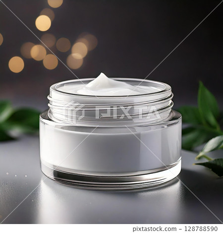 Face cream jar on white background. cosmetic products. studio lighting. AI Generated. 128788590
