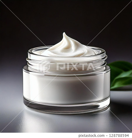 Face cream jar on white background. cosmetic products. studio lighting. AI Generated. 128788594