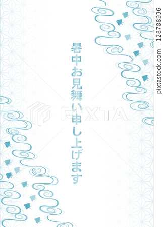 Summer greeting illustration with wave pattern and flowing water pattern 128788936