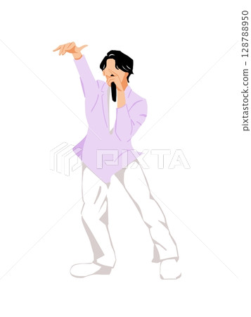 Artist singing and dancing with a microphone 128788950
