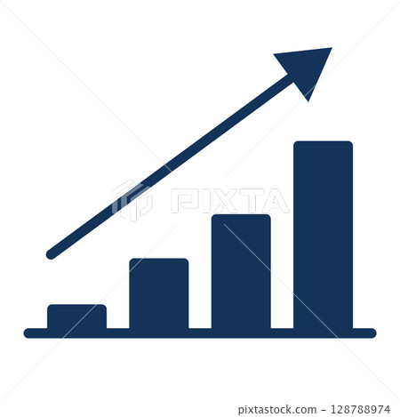 Dark blue rising graph icon 128788974