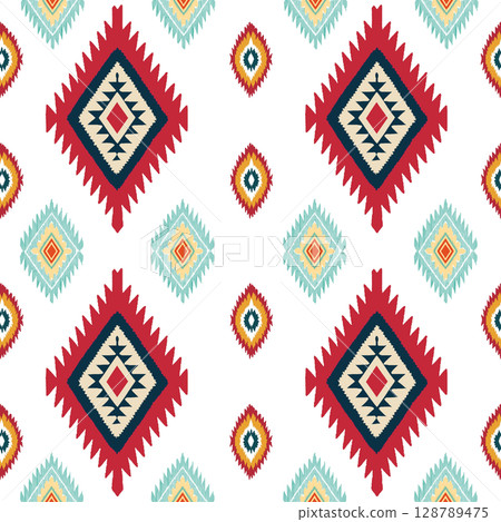 seamless abstract pattern in indian style. geometric background 128789475