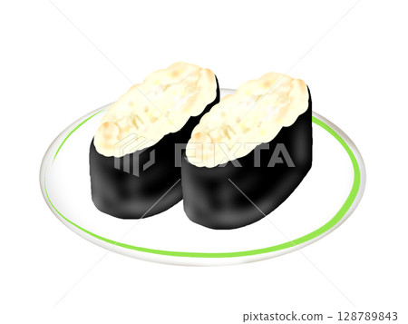 海鮮沙拉軍艦壽司插畫素材 海鮮沙拉軍艦壽司插畫素材 128789843