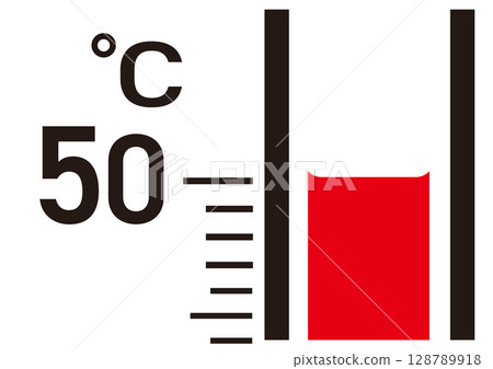 Illustration of a thermometer showing 50°C Illustration of a thermometer showing 50°C 128789918