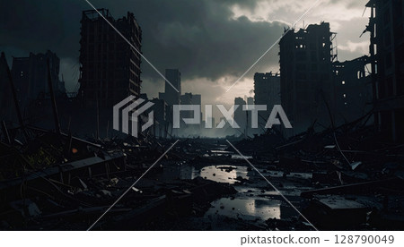 Desolate city image (AI generated image) Desolate city image (AI generated image) 128790049