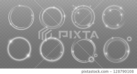 Luminous Spiral Light Twirl with Shiny Wave Motion, White Glowing Particles. Glitter silver neon circle ring frame. Light white Twirl. Curve light effect of white line. Abstract luxury white light Luminous Spiral Light Twirl with Shiny Wave Motion, White Glowing Particles. Glitter silver neon circle ring frame. Light white Twirl. Curve light effect of white line. Abstract luxury white light 128790108