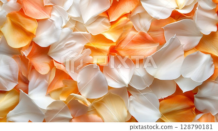 Colorful Petals in Soft Gradient of Orange and White Perfect for Floral Background Design 128790181