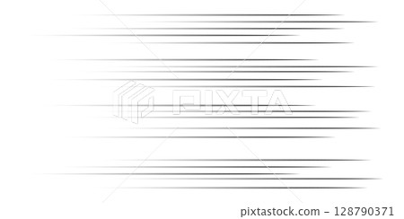 Speed line anime fast effect, manga horizontal motion strips. Comic quick halftone movement. Abstract gradient.  128790371