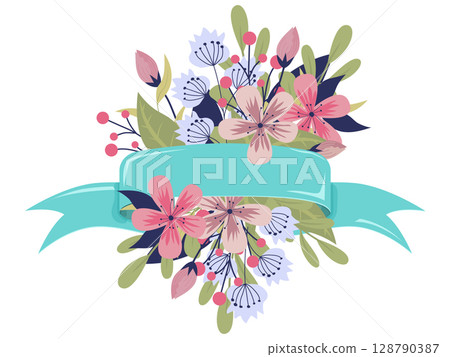 Set of floral branch. Wedding concept with flowers. Floral poster, invite. Vector arrangements for greeting card or invitation design 128790387