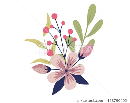 Set of floral branch. Wedding concept with flowers. Floral poster, invite. Vector arrangements for greeting card or invitation design 128790403