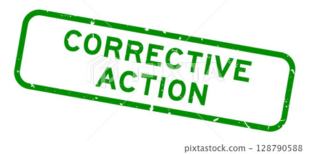 Grunge green corrective action word square rubber seal stamp on white background Grunge green corrective action word square rubber seal stamp on white background 128790588