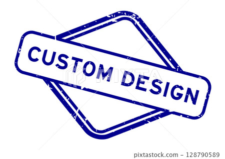 Grunge blue custom design word rubber seal stamp on white background Grunge blue custom design word rubber seal stamp on white background 128790589