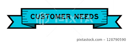 Ribbon label banner with word customer needs in blue color on white background Ribbon label banner with word customer needs in blue color on white background 128790590