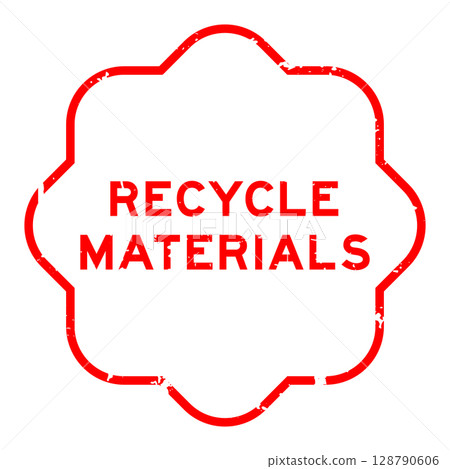 Grunge red recycle materials word rubber seal stamp on white background 128790606
