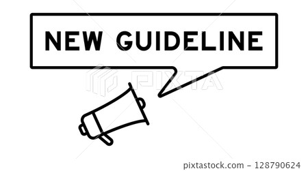 Megaphone icon with speech bubble in word new guideline on white background 128790624