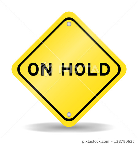 Yellow color transportation sign with word on hold on white background 128790625